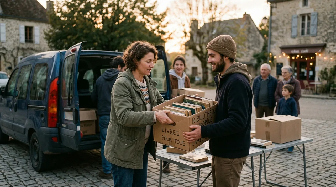 Équipe associative préparant le matériel pour les actions d'itinérance