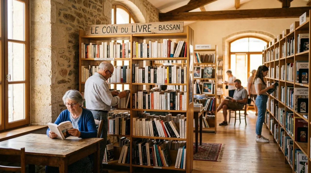 Espace de lecture et d'échange de la bibliothèque associative LE COIN DU LIVRE à Bassan